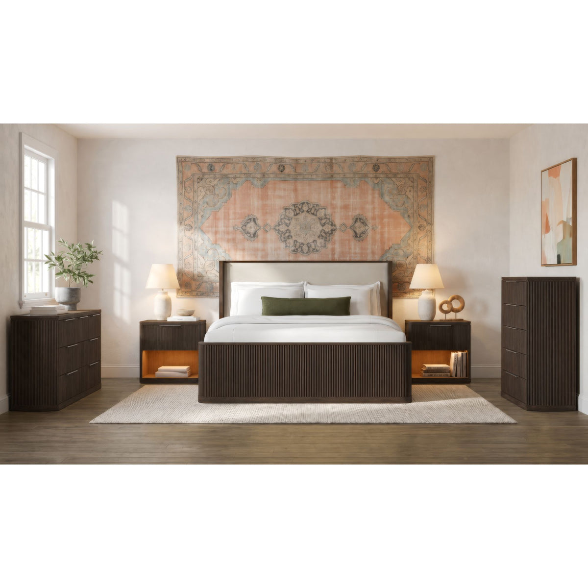 Sylvie Bedroom Set With Upholstered Bed in Dark Brown by Elements International, view 29