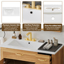 Bathroom Vanity, 2 Soft Close Doors, 3 Soft Close Drawers, Adjustable Shelf - Wood