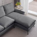 Modern Sectional Technical Leather L-Shaped Sofa Couch With Reversible Chaise Lounge