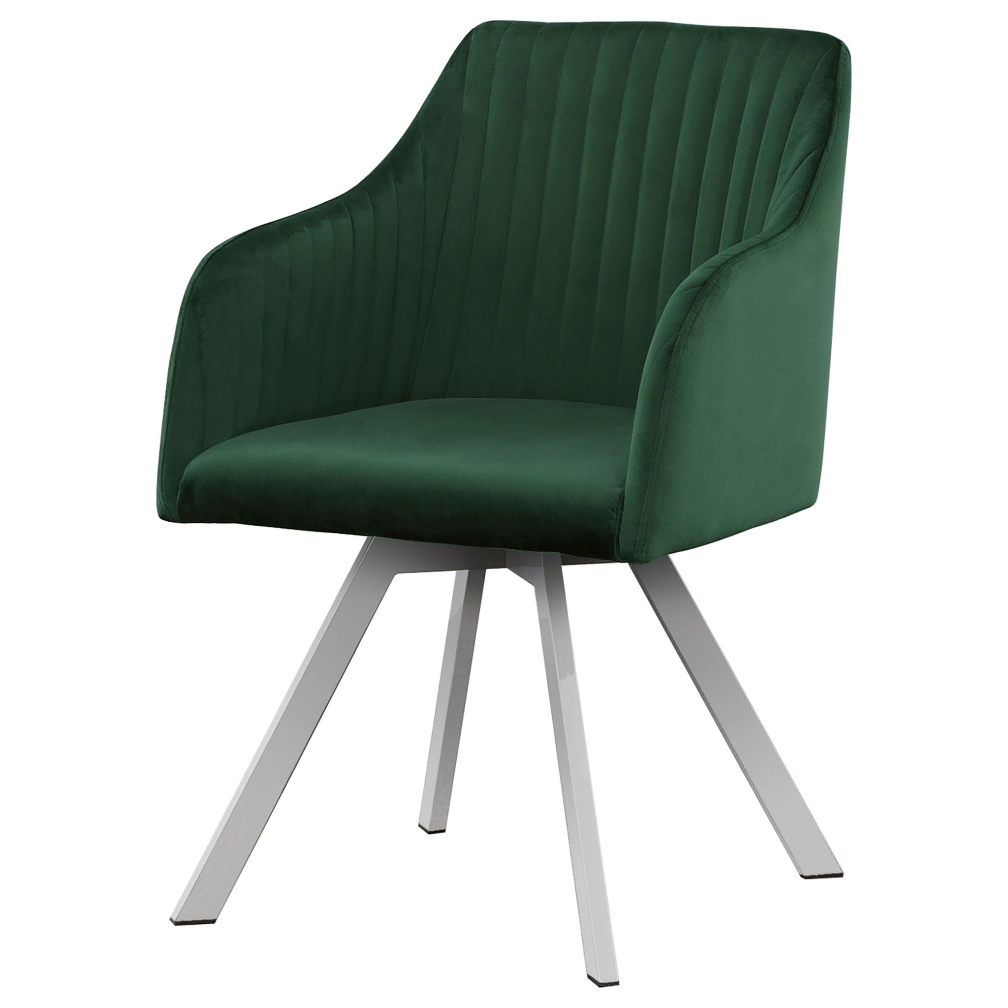 Arika Velvet Upholstered Swivel Dining Arm Chair Green - Atlantic Fine Furniture Melbourne FL