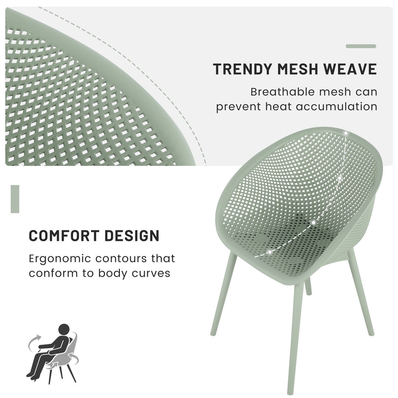 2 Piece Durable Single Chair With Mesh Hollow Out Design