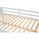Full Size Wood Loft Bed with Ladder, ladder can be placed on the left or right, White