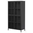 Premium Metal Storage Cabinet With Tempered Glass Doors, Adjustable Shelves, And Anti Tipping Device - Black
