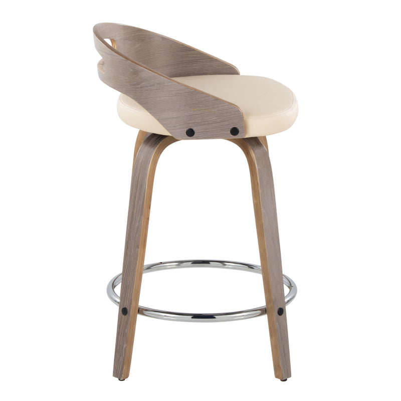 Cassis - Mid Century Modern Fixed Height Counter Stool With Swivel With Round Footrest (Set of 2)