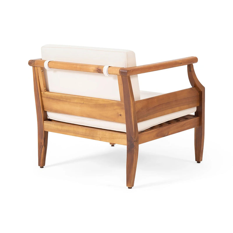 Alluvion - 4 Piece Wood Outdoor Patio Conversation Set With Cream Cushions - Teak / Beige