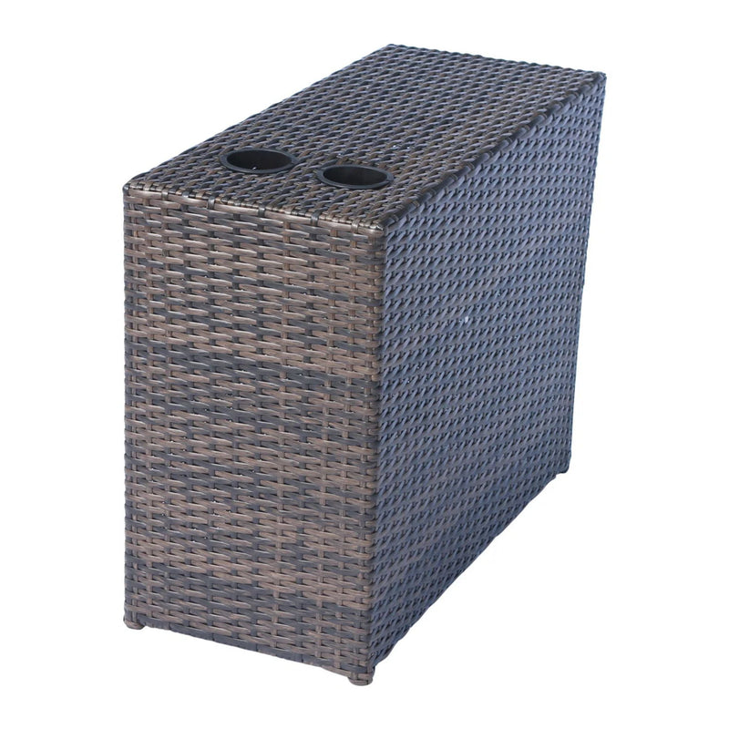 2 Person Wicker Conversation Set With Cushions, Weather Resistant