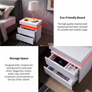 Modern LED Bedside Table Cabinet With Adjustable Lights And 2 Drawers - White