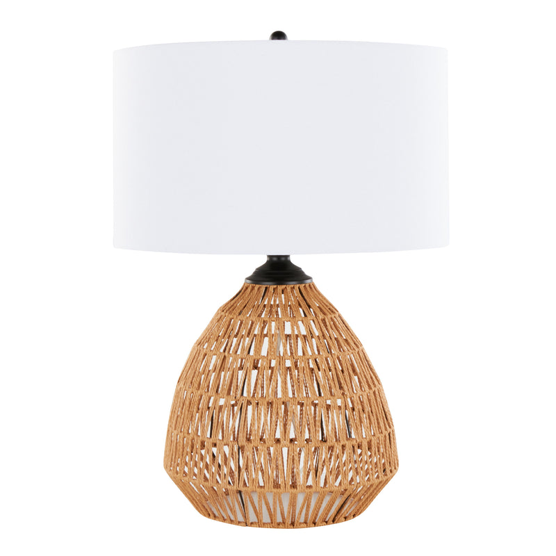 Congo - Contemporary Rattan Table Lamp - Natural / Matte Black / White