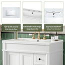 Bathroom Vanity With Ceramic Sink, 2 Doors 3 Drawers, Soft Close Design