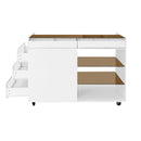 Multi-Functional Storage Island Movable Storage Cabinet Island Vanity Dresser With 3 Side Storage Drawer, A Reversible Top Storage Space And 2 Glass Display Shelves - White