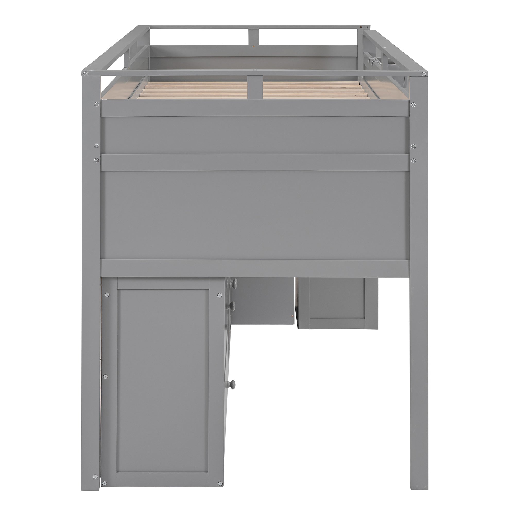 Loft Bed with Rolling Cabinet and Desk - Gray - Atlantic Fine Furniture Melbourne FL