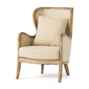 Crenshaw - Wing Arm Chair With Oak Frame And High Back - Beige