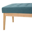 Vibratory - Button Tufted Upholstered Ottoman With Splayed Wooden Legs - Teal / Natural