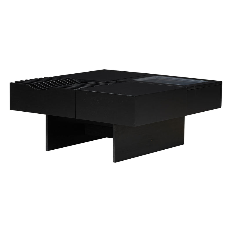 Unique Square Coffee Table With 3 Drawers