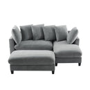 Upholstered L Shaped Sectional Sofa With Storage, Movable Ottoman, And 6 Throw Pillows