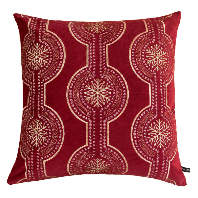 Holiday Throw Pillow With Snowflake Embroidery