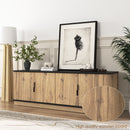 Grain 4 Door TV Cabinet, An Ideal Choice For TV And Item Storage In Modern Homes, A Perfect Blend Of Nordic And Modern Minimalist Styles - Black