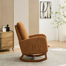 High Back Glider Rocking Chair With Retractable Footrest And Rubber Wood Legs