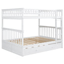 Full over Full Bunk Bed with Twin Size Trundle, Convertible Beds, White