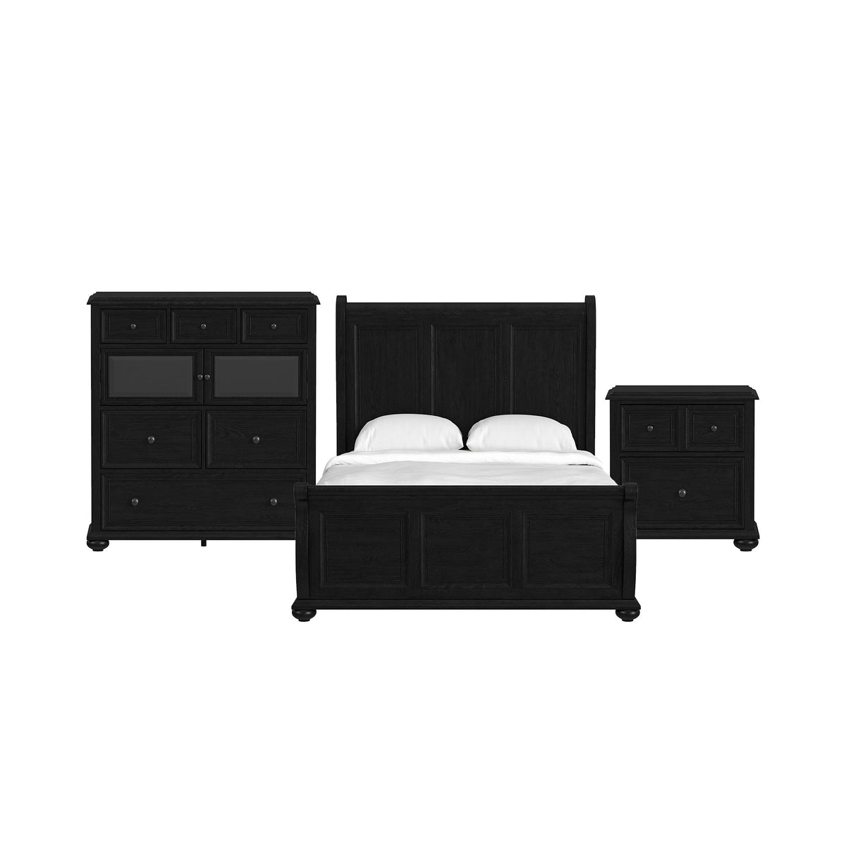 Heritage Sleigh Bedroom Set in Black by Elements International, view 2