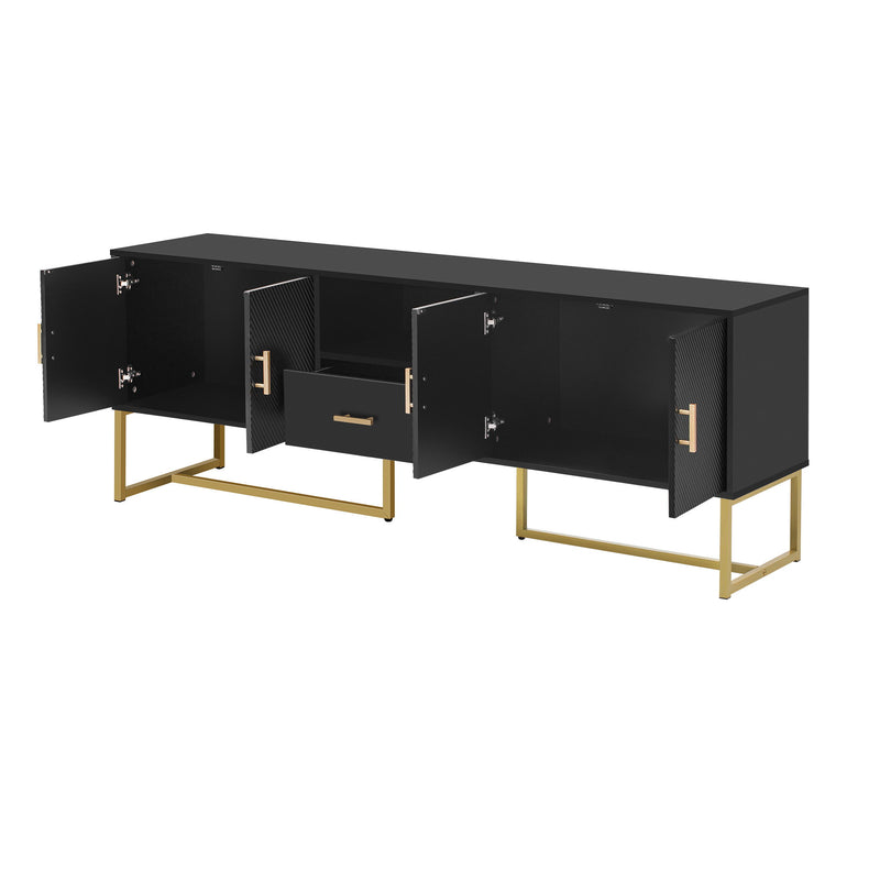 TV Cabinet With 1 Drawer, 2 Cabinets, Handles And Anti-Tip Device