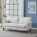 Rolled Arm Sofa With Nailhead Trim With Wooden Legs