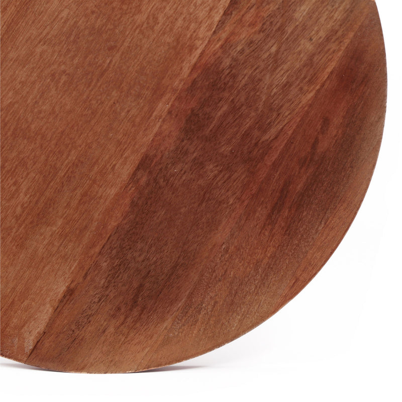 Modern Mango Wood Round End Table With Gold Accents, Solid Wood - Honey