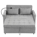 Pull-Out Sleeper Sofa With Reversible Backrest Cushion, Side Pockets, 2 USB Ports And A Phone Holder For Living Room