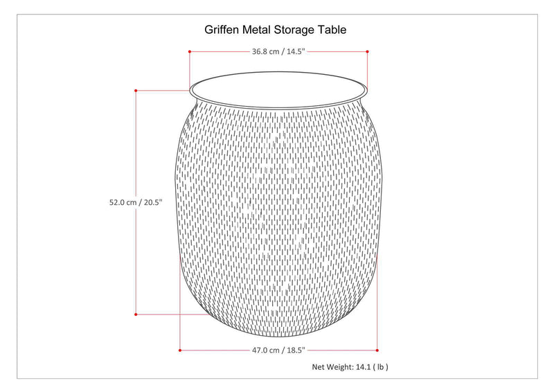 Griffen - Handcrafted Metal Storage Accent Table