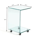 Tempered Clear Bent Glass Side Table End Table For Living Room, Small Sofa Table - Transparent
