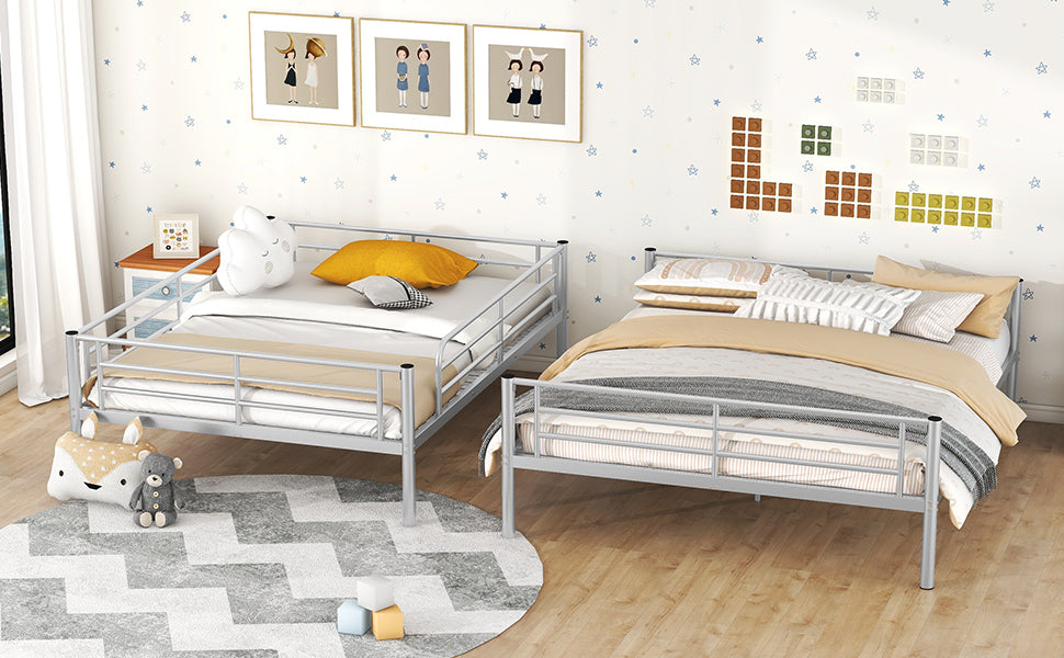 Full XL Over Queen Metal Bunk Bed, Sliver - Atlantic Fine Furniture Melbourne FL