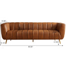 Ava - Genuine Italian Leather Channel Tufted Sofa - Gold / Tan