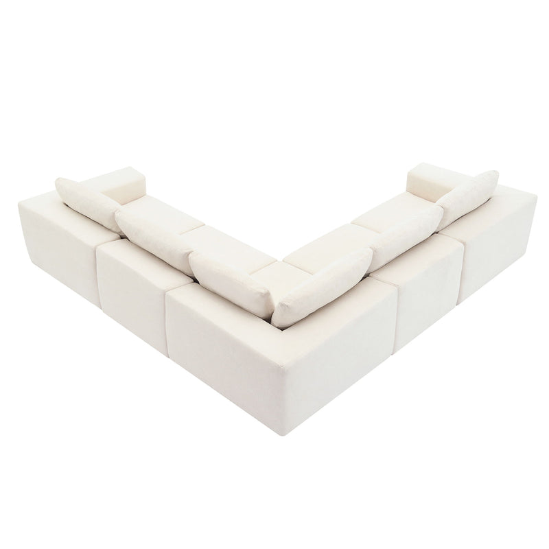 Modular Sectional With Wide Seat Free Combination L Shaped Couch Set Cloud Upholstered Minimalist Boneless Sofa
