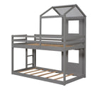 Bunk Bed Wood Bed & Roof, Window, Guardrail, Ladder