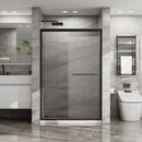 Matte Black Double Sliding Glass Shower Door With Aluminum Frame And SGCC Clear Tempered Glass - Black