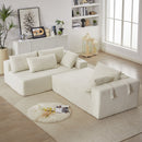 Modern Chenille Upholstered Sectional Sofa Couch Set With 6 Pillows,Free Combination