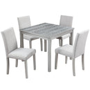 Dining Table Set With Crystal Decoration And Upholstered Chairs