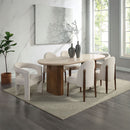 Leonardo - Dining Table - Travertine Top & Dark Oak