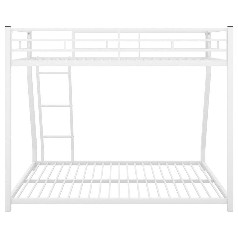 Metal Floor Bunk Bed, Twin Over Full - White