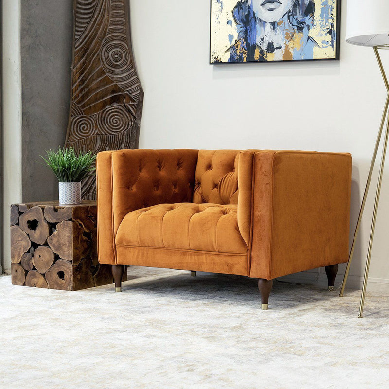 Evelyn - Modern Tufted Back Velvet Lounge Chair