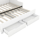 Twin to King Size Daybed Frame with Storage Bookcases and Two Drawers,Charging Design,White