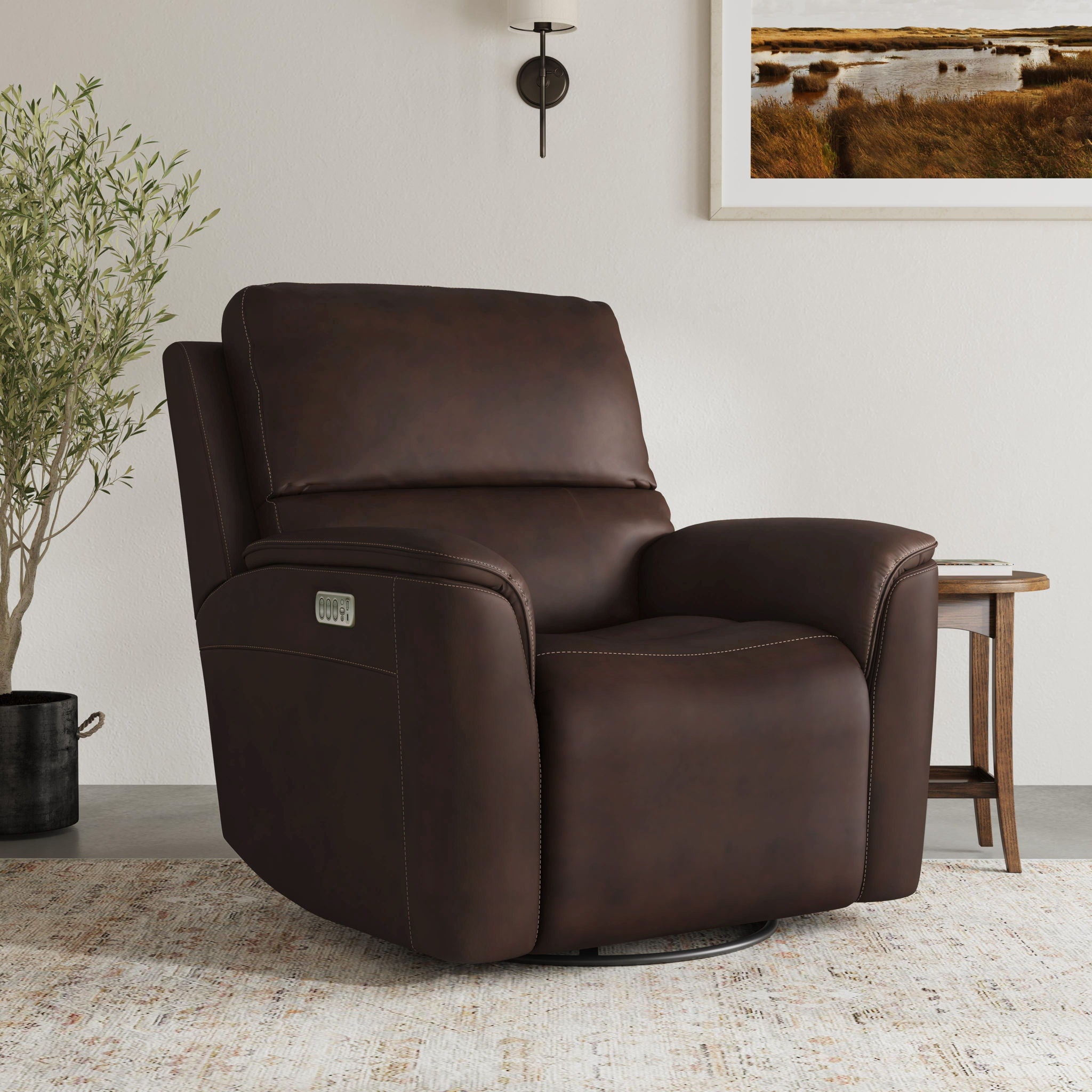 Henry - Power Swivel Gliding Recliner With Power Headrest, Lumbar, Heat & Massage