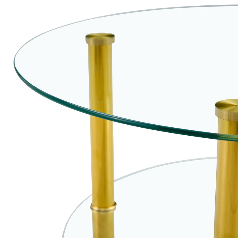 Contemporary Minimalist Double Layer Tempered Glass Coffee Table