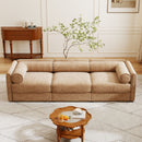 Stylish Chenille Sofa With Storage Seat And Cylindrical Backrest