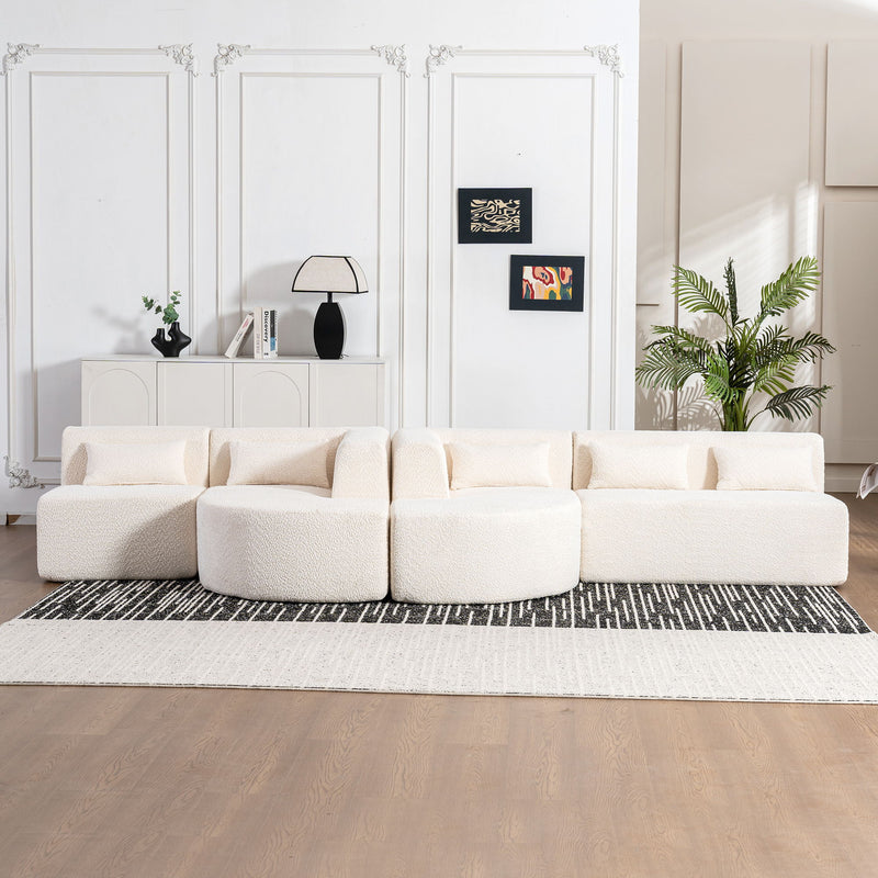 Upholstered Sofa Free Combined Sofa Couch With Two Chaise Lounge And Five Back Pillows For Living Room