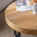Modern Round Coffee Table With Wooden Carving Pattern
