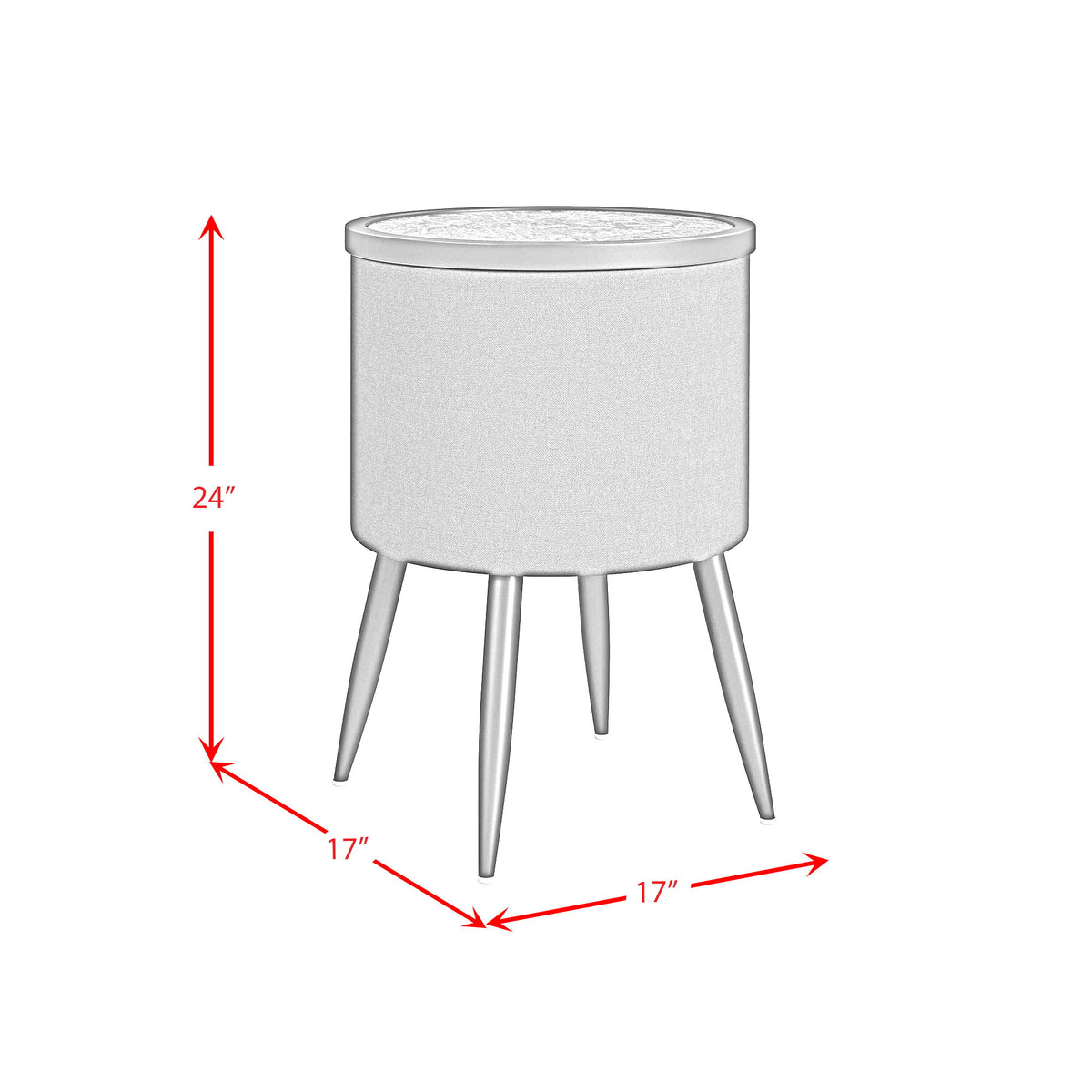 Halo Round Smart End Table in Black by Elements International, view 4