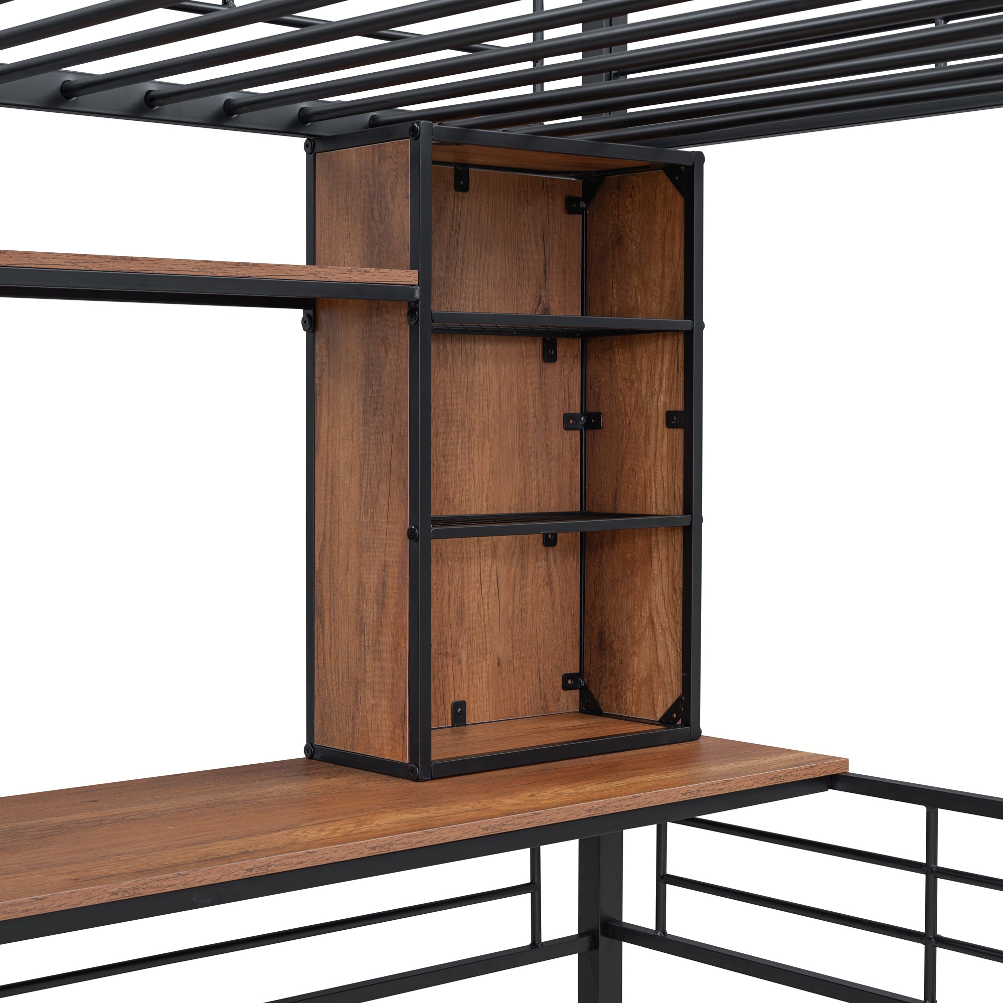 Twin Size Loft Bed with Desk and Shelf , Loft Bed with Ladder,Twin,Black - Atlantic Fine Furniture Melbourne FL