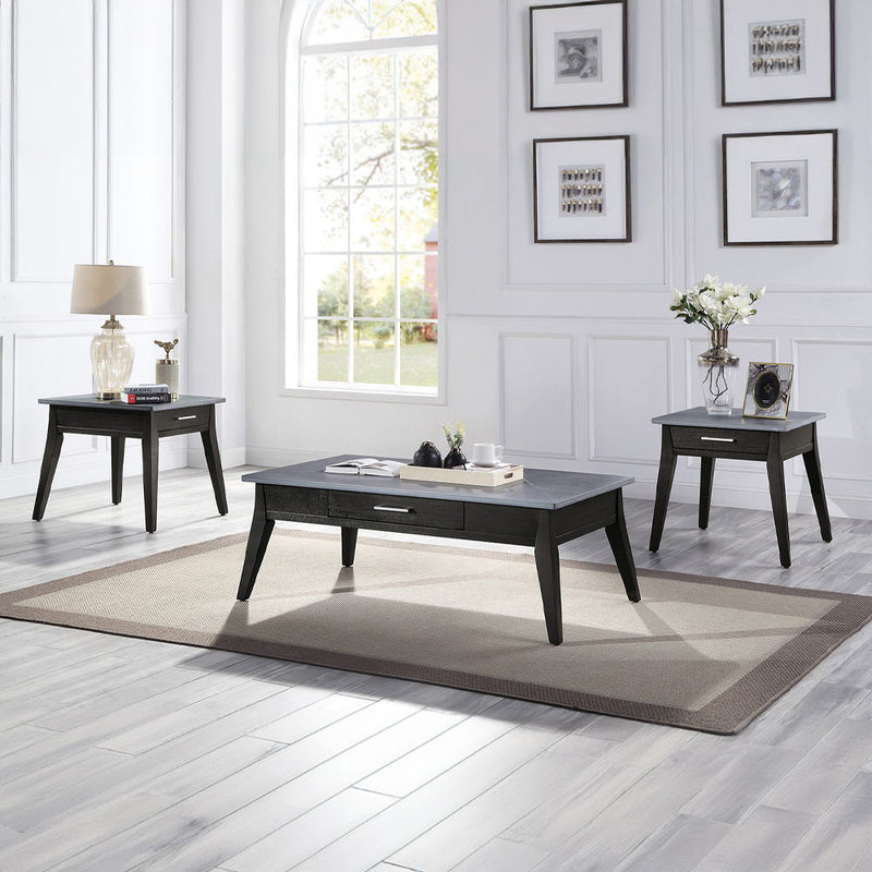 Zemocryss - Coffee Table - Marble & Dark Brown Finish