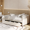L Shaped Upholstered Platform Bed With Storage And Drawers